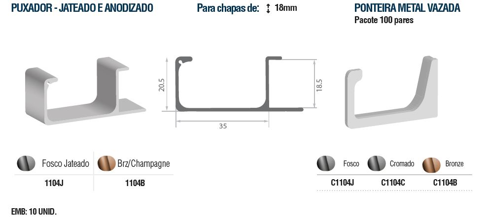 1104B-PUX JATEADO BRZ CHAMPAGNE 18MM H35