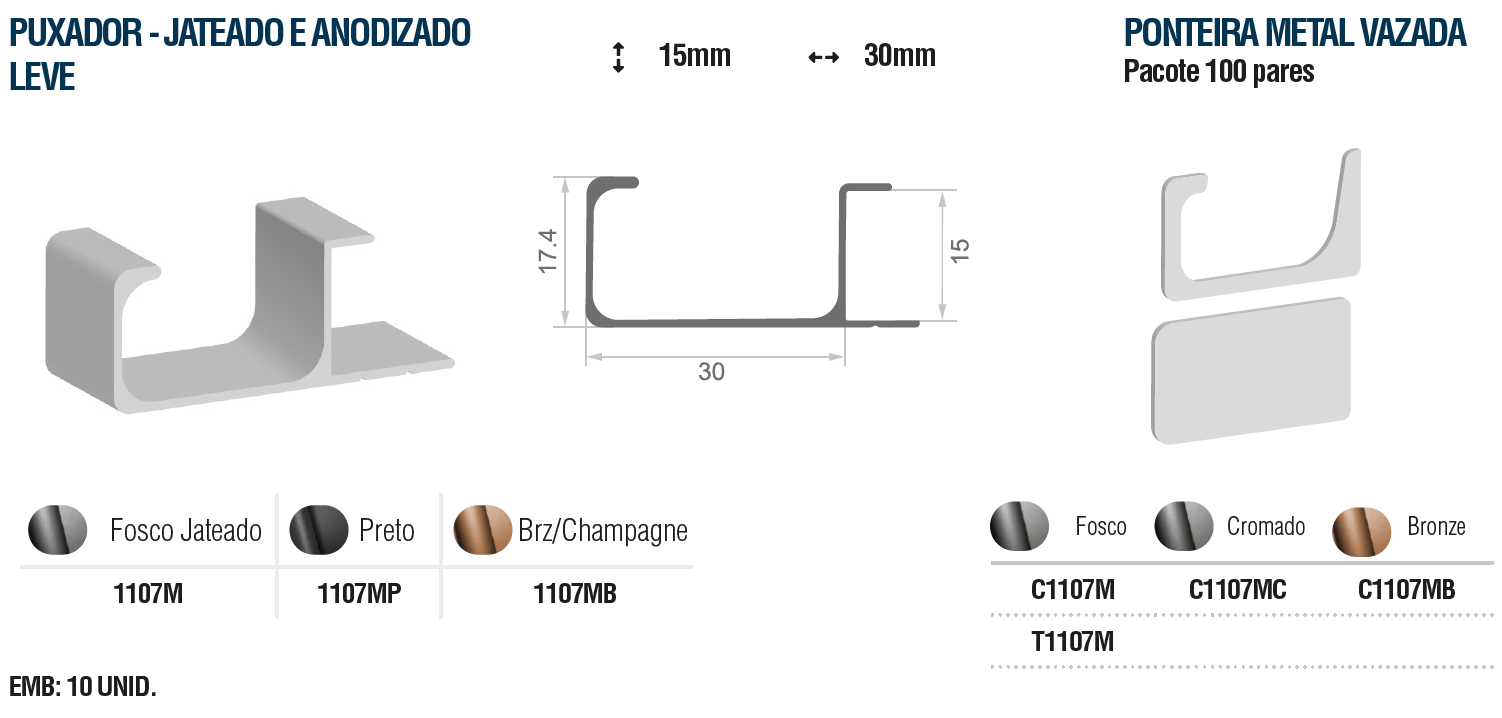 1107M-PUX JATEADO FOSCO PRATA 15MM LEVE