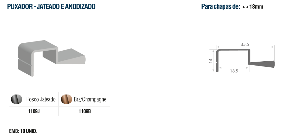 1109B-PUX JAT BRZ CHAMPAGNE 18MM ENCAIXE
