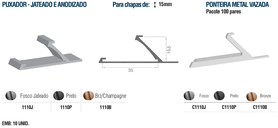 1110B-PUX JAT BRZ CHAMPAGNE 15MM ENCAIXE