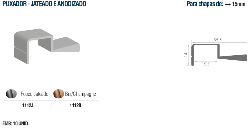 1112B-PUX JAT BRZ CHAMPAGNE 15MM ENCAIXE