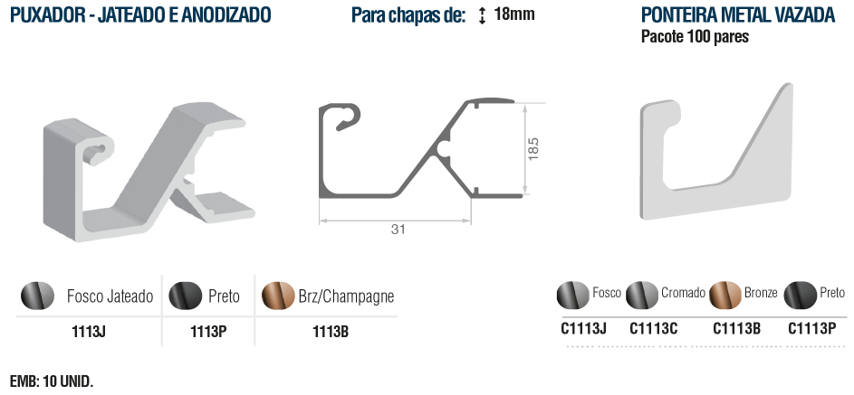 1113B-PUX JAT BRZ CHAMPAGNE 18MM ENCAIXE