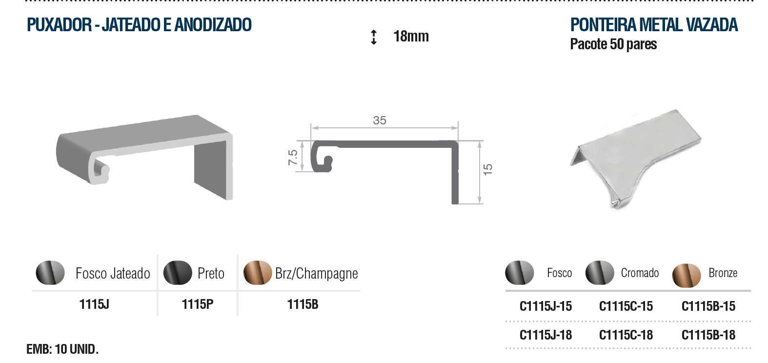 1115B-PUX JAT BRZ CHAMPAGNE ENCAIXE