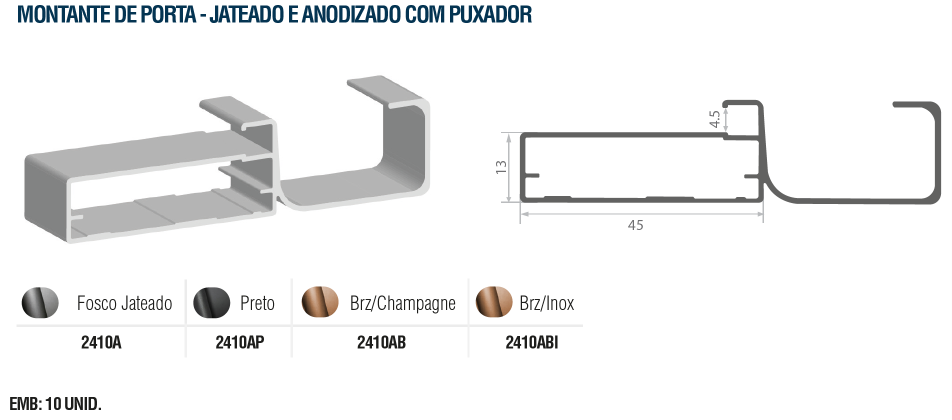2410A - MONTANTE JATEADO FOSCO PRATA