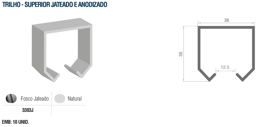 3303 - TRILHO SUP JAT NATURAL 35x36MM