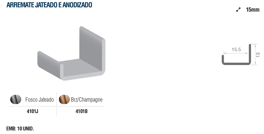 4101B - ARREMATE JAT BRZ CHAMPAGNE 15MM